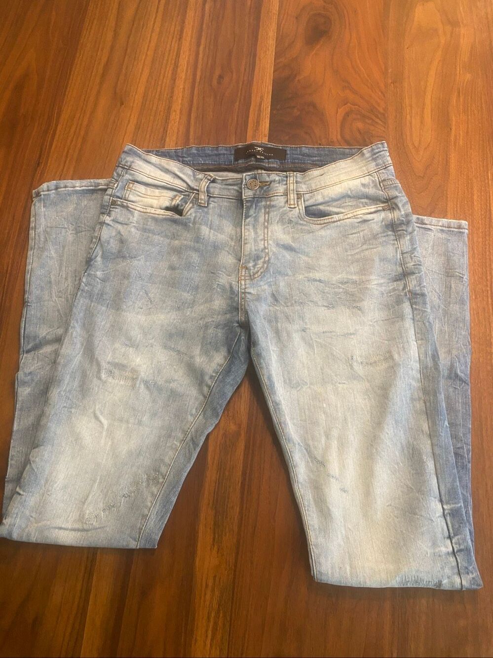 Jordan Craig Men’s Light Blue Distressed Mid-Rise Sean Straight Jeans Size 32/34